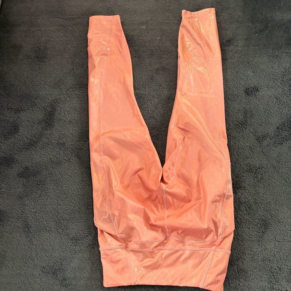 Fabletics Iridescent Peach-Coral High-Waisted Leggings - Picture 3 of 16